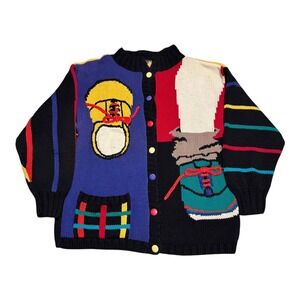 Vintage Lisa Nichols Sneaker Running Multicolor Cardigan Sweater Women's S FLAWS
